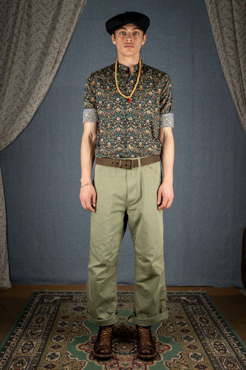 【Scarti-Lab】Flower Pattern Band Collar Shirt 312 SL504 滿版花卉立領襯衫