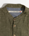【Scarti-Lab】Linen Woven Man Stripe Shirt Avocado 304 SV474 義製亞麻直條紋襯衫 草綠色
