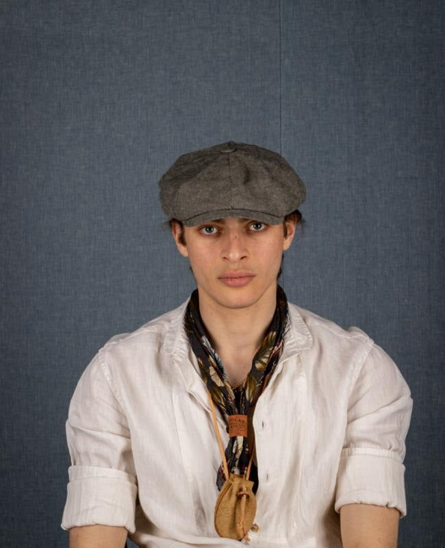 【Scarti-Lab】 News Boy Cap Grey ANDY SM407 棉麻混紡復古報童帽 灰色