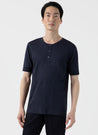 【Sunspel】Henley T-Shirt Navy 海藍色頂級匹馬棉蔚藍海岸短袖亨利領