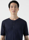 【Sunspel】Henley T-Shirt Navy 海藍色頂級匹馬棉蔚藍海岸短袖亨利領