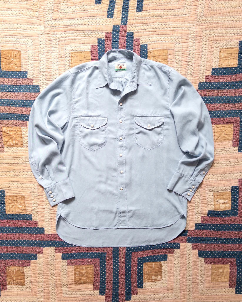 WYTHE Tencel Pearlsnap Shirt - Faded Bench Blue