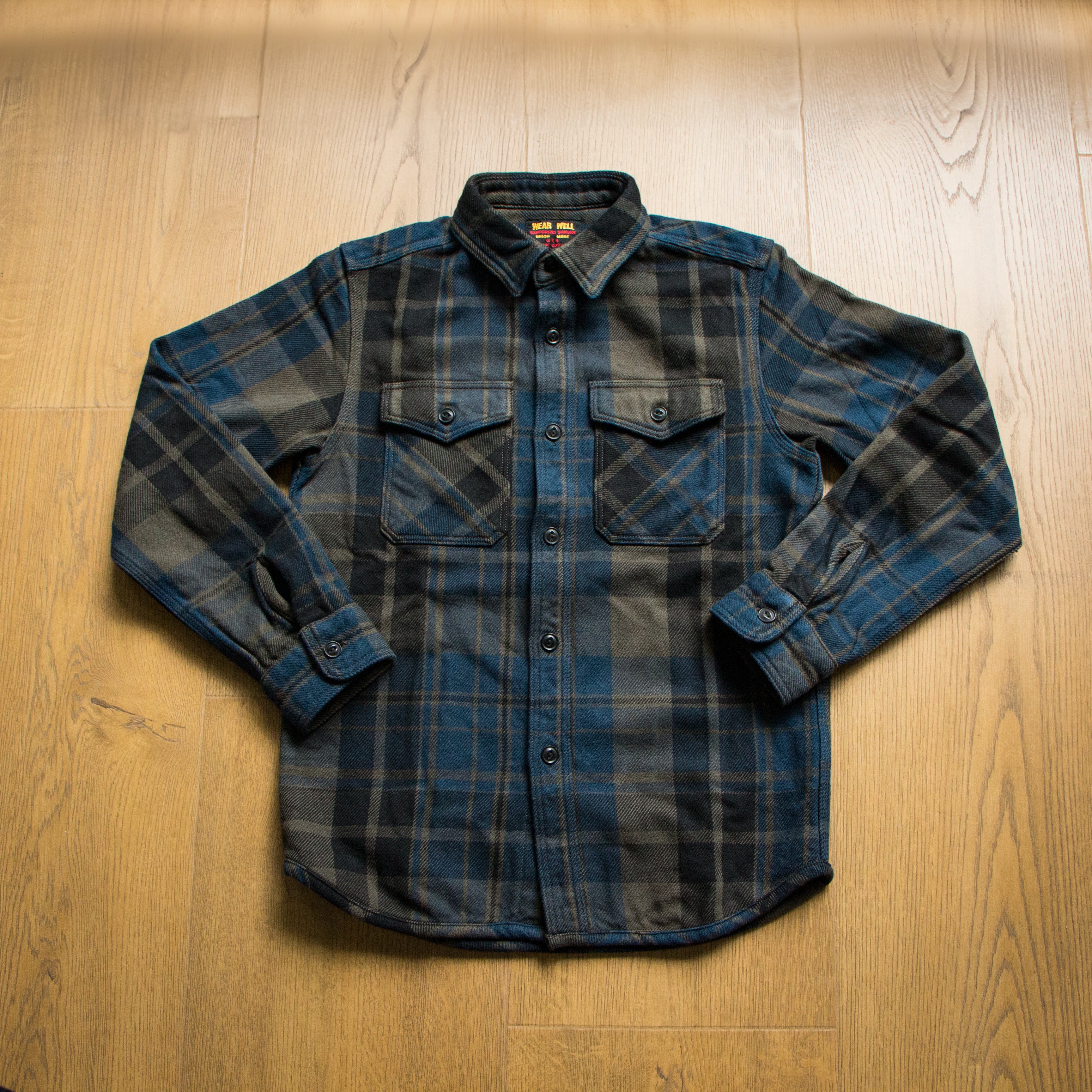 UES】502552 Extra Heavy Flannel Navy Shirt – Blue Beach Denim