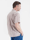 【Universal Works】Camp Shirt In Brown Nisi Cotton / 義大利輕磅復古立體條紋布 50年代開領短袖襯衫