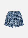 【Universal Works】Pleated Track Short In Indigo Hand Print Cotton / 印度手印藍染 立體緹花布 寬鬆短褲