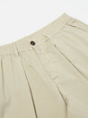【Universal Works】Pleated Track Short In Stone Paper Touch Cotton / 絲質客製棉布 寬鬆短褲