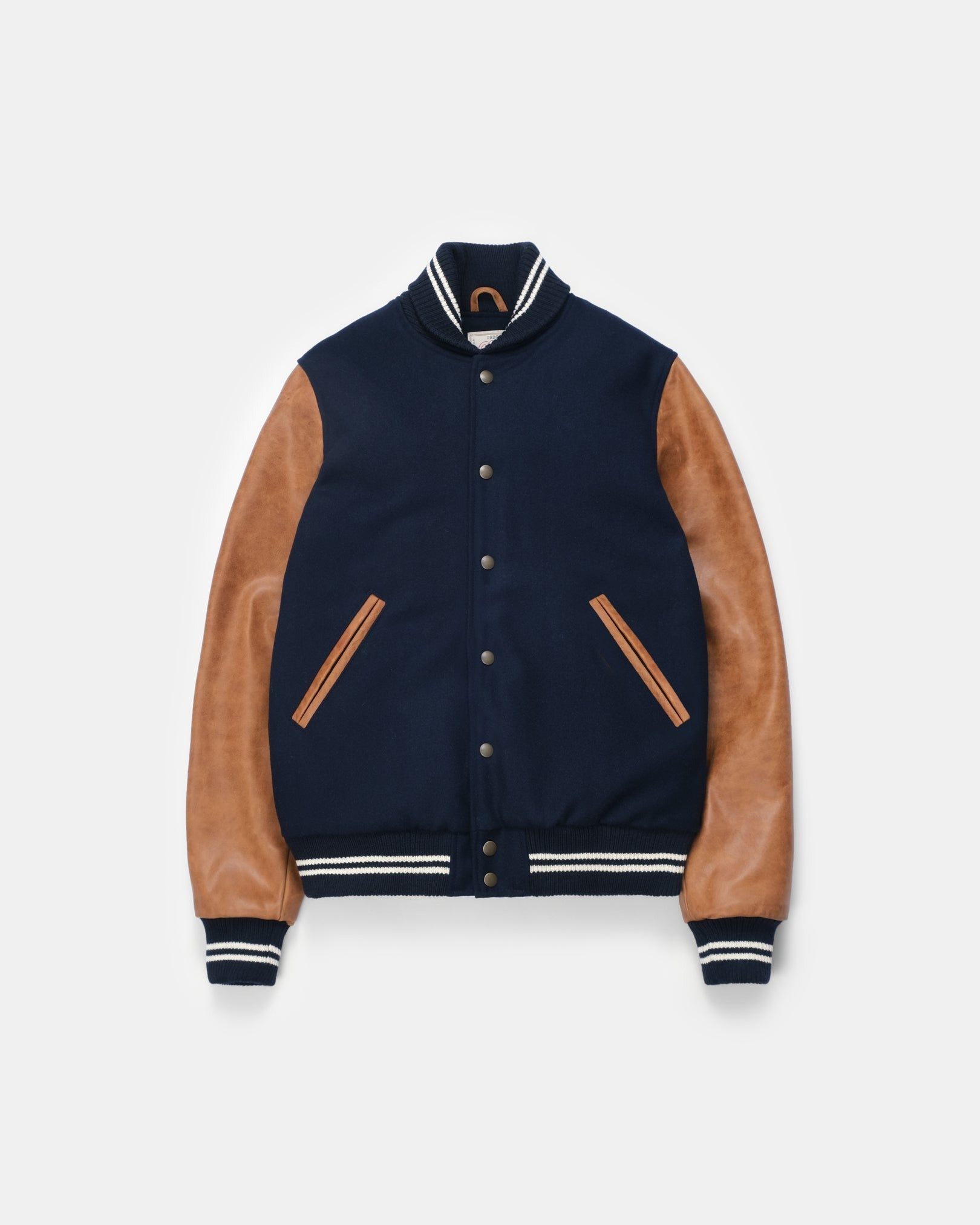 Dehen 1920】Varsity Jacket Dark Navy Melton / Antique Rust