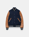 【Dehen 1920】Varsity Jacket Dark Navy Melton / Antique Rust Leather 