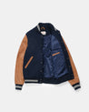 【Dehen 1920】Varsity Jacket Dark Navy Melton / Antique Rust Leather 