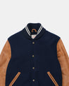 【Dehen 1920】Varsity Jacket Dark Navy Melton / Antique Rust Leather 