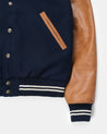 【Dehen 1920】Varsity Jacket Dark Navy Melton / Antique Rust Leather 