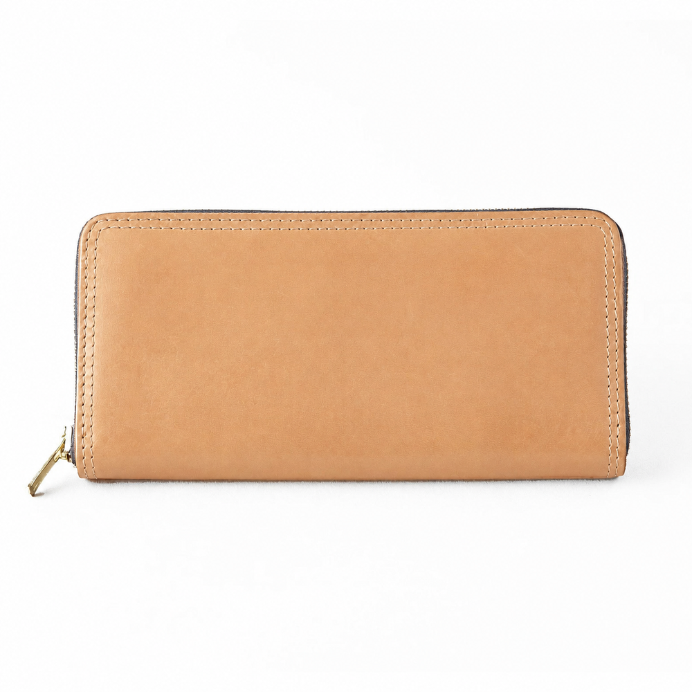 VASCO Leather Voyage Round Zip Long Wallet Natural