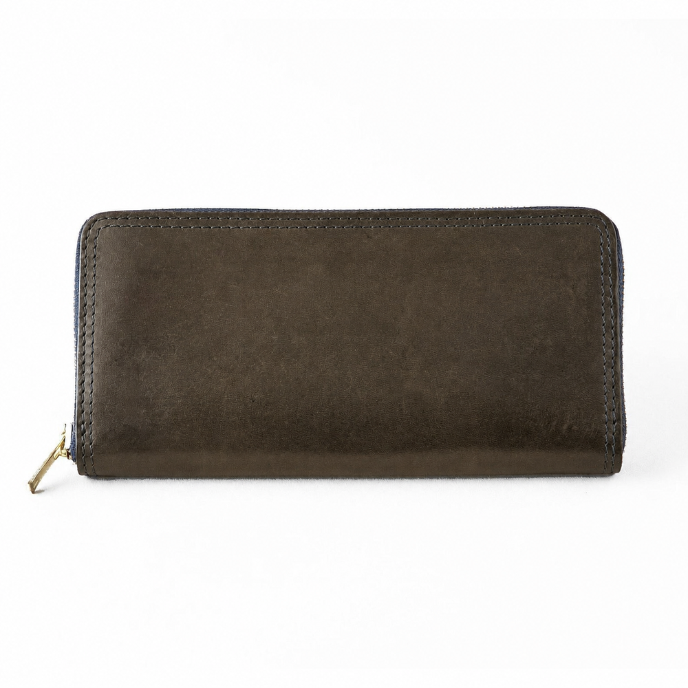 VASCO Leather Voyage Round Zip Long Wallet Olive