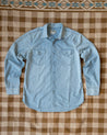 【WYTHE】Chambray Workshirt - Distressed and Sunfaded Indigo 