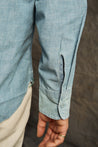 【WYTHE】Chambray Workshirt - Distressed and Sunfaded Indigo 