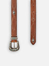 【Nudie Jeans】Western Embellished Belt Toffee Brown 雕花松石鑲嵌太妃棕西部皮帶