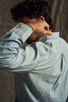【WYTHE】Chambray Workshirt - Distressed and Sunfaded Indigo 