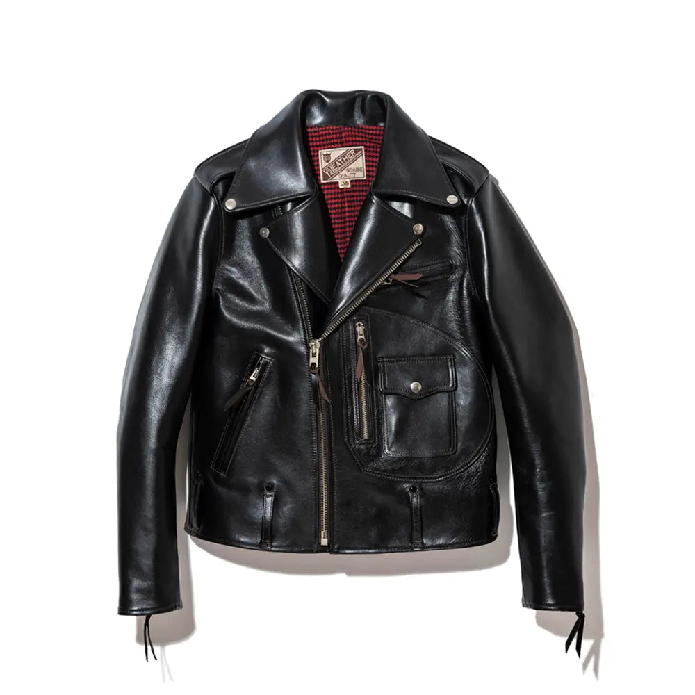 Y'2 Leather】HR-55 Black Vintage Horse D-Pocket Double Riders Y'2 Leather】HR-55 Black Vintage Horse D-Pocket Double Riders