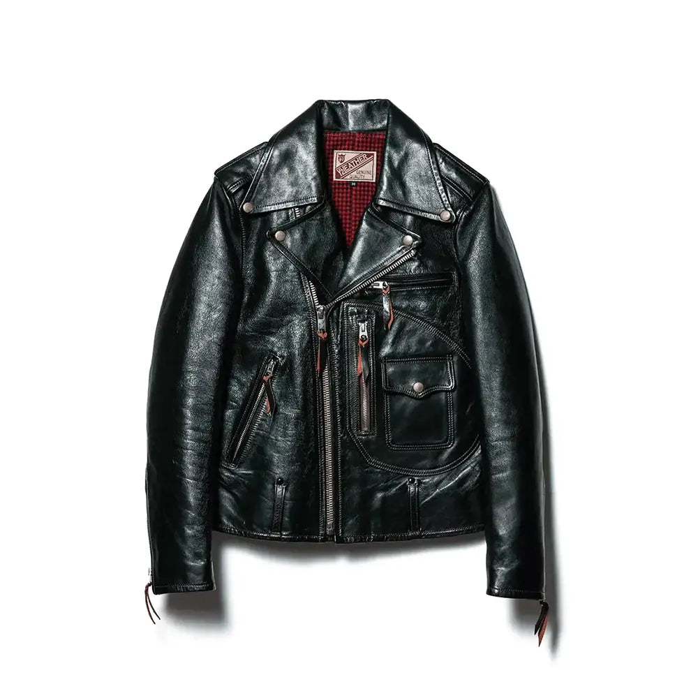 Y'2 Leather】HR-55 Black Vintage Horse D-Pocket Double Riders