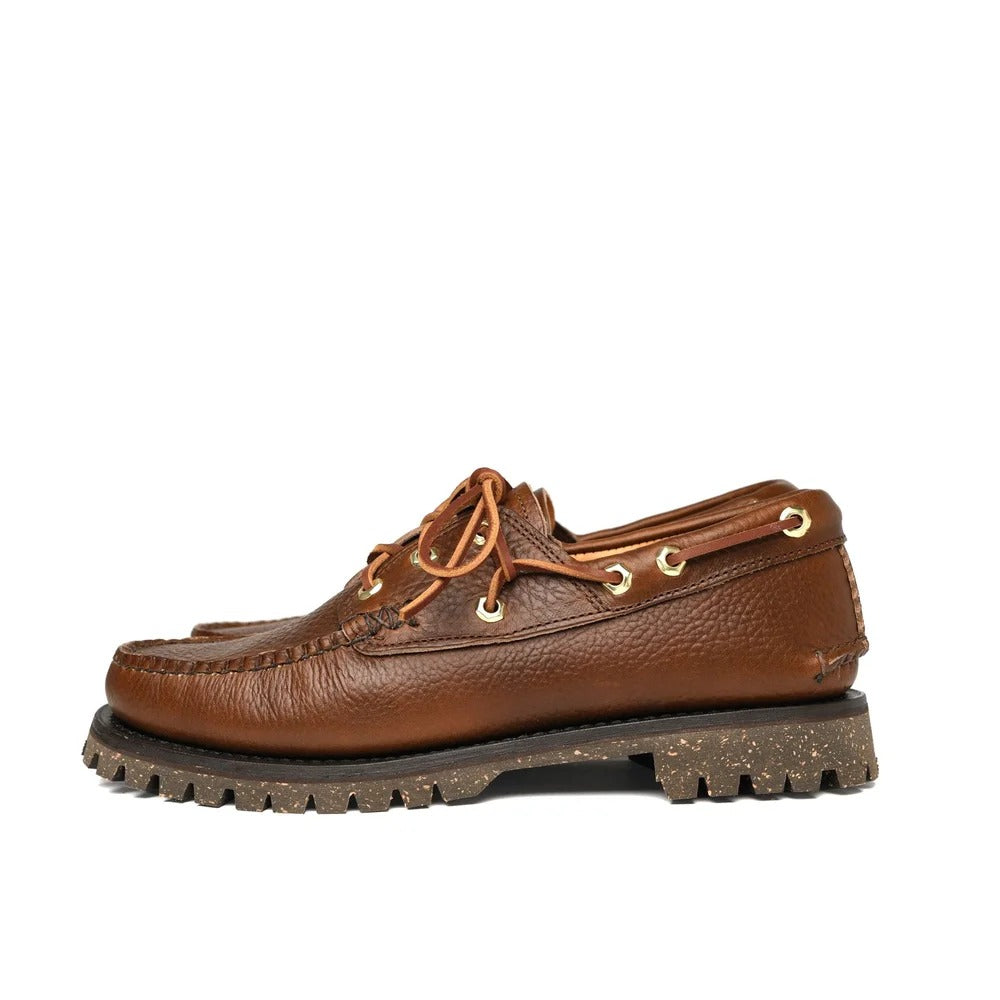 Yuketen Italian Hex Eye Boat Shoe Cortina Sole grizzly brown