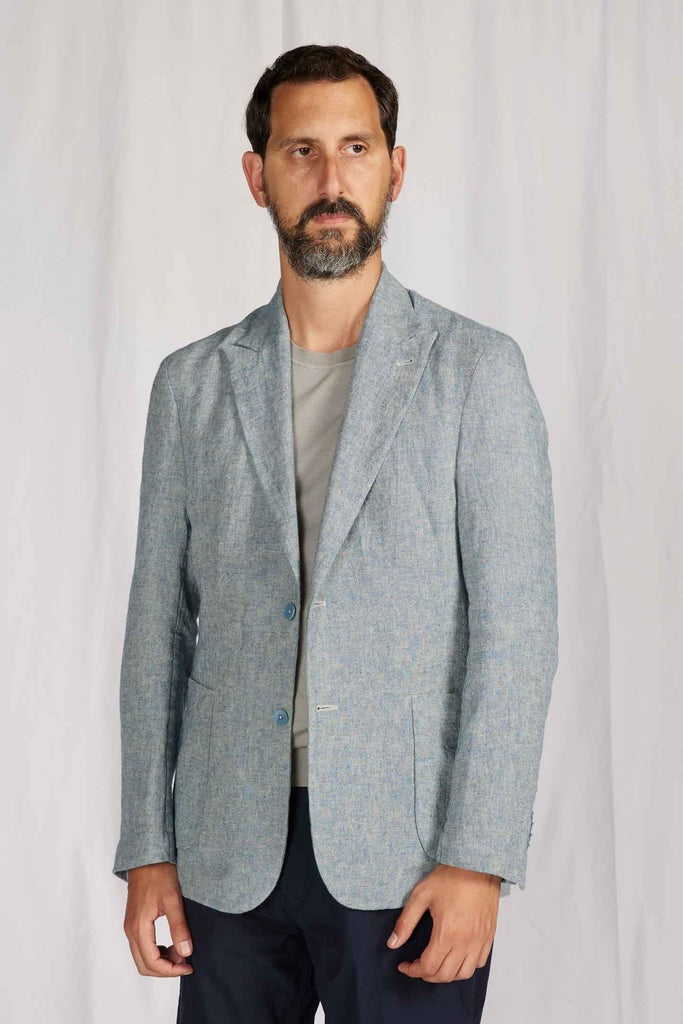 【ABCL Garments】BLAZER Light Blue Linen Ramie Canvas 