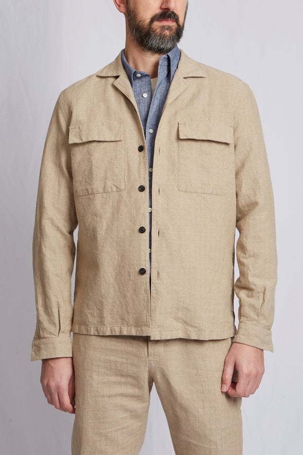 【ABCL Garments】AMEDEO hemp cotton beige stripe 3217 