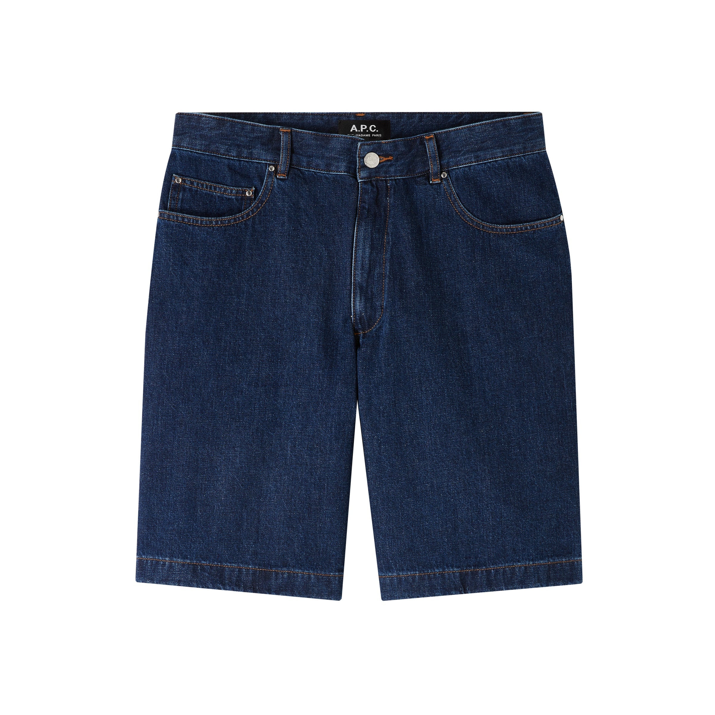 APC】HELIO STONEWASHED DENIM SHORT Simple dark blue stonewashed 