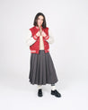 【Dehen 1920】Women's Varsity Jacket Forster Red Melton / Milk Leather
