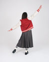 【Dehen 1920】Women's Varsity Jacket Forster Red Melton / Milk Leather