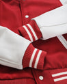 【Dehen 1920】Women's Varsity Jacket Forster Red Melton / Milk Leather