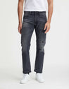 【DENHAM】Ridge MIIZ5YBS Slim Straight Jeans / 全義大利製 中淺黑色補釘破壞 赤耳布邊 修身直筒牛仔褲