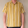 【Freenote】Hawaiian Gold Stripe Short Sleeve Shirt／復古芥末色條紋 日本麻料 夏威夷襯衫