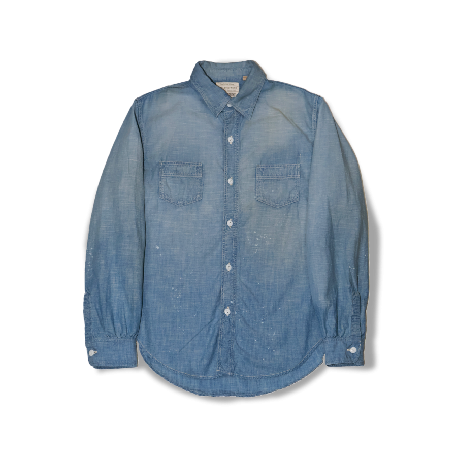 Fullcount】4091HW 20s Short Chambray Shirt “Aging” – Blue