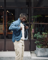 【Fullcount】4890HW-19 Zimbabwe Denim Work Shirt Heavy Worn Wash