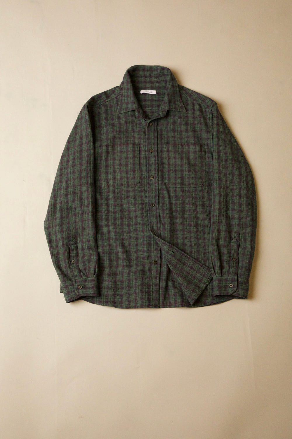 INDI+ASH RIOS WORKSHIRT - Handwoven Mini Check - Grass/Indigo/Madder