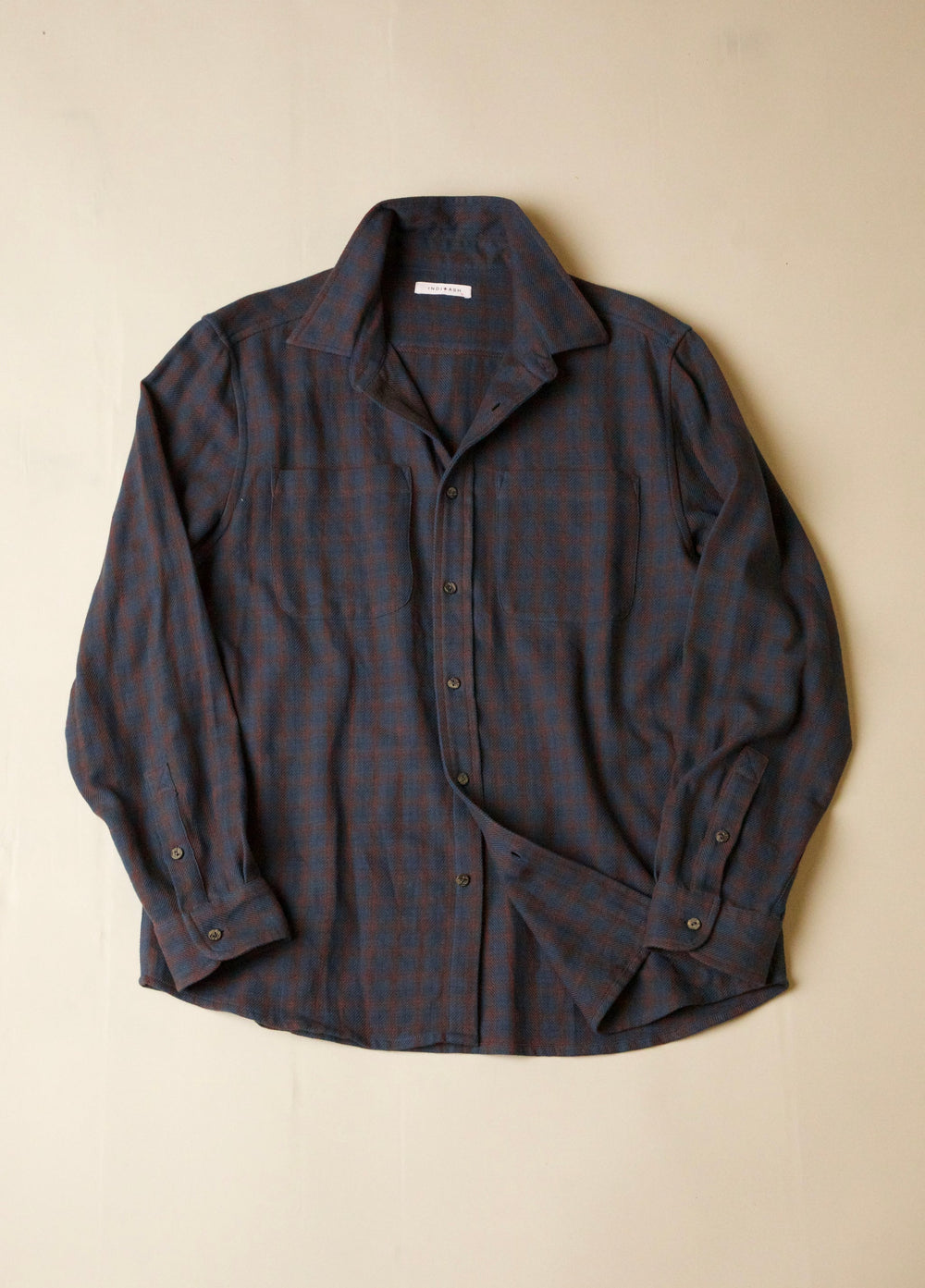 INDI+ASH RIOS WORKSHIRT Handwoven Mini Check - Madder/Indigo/Smoke