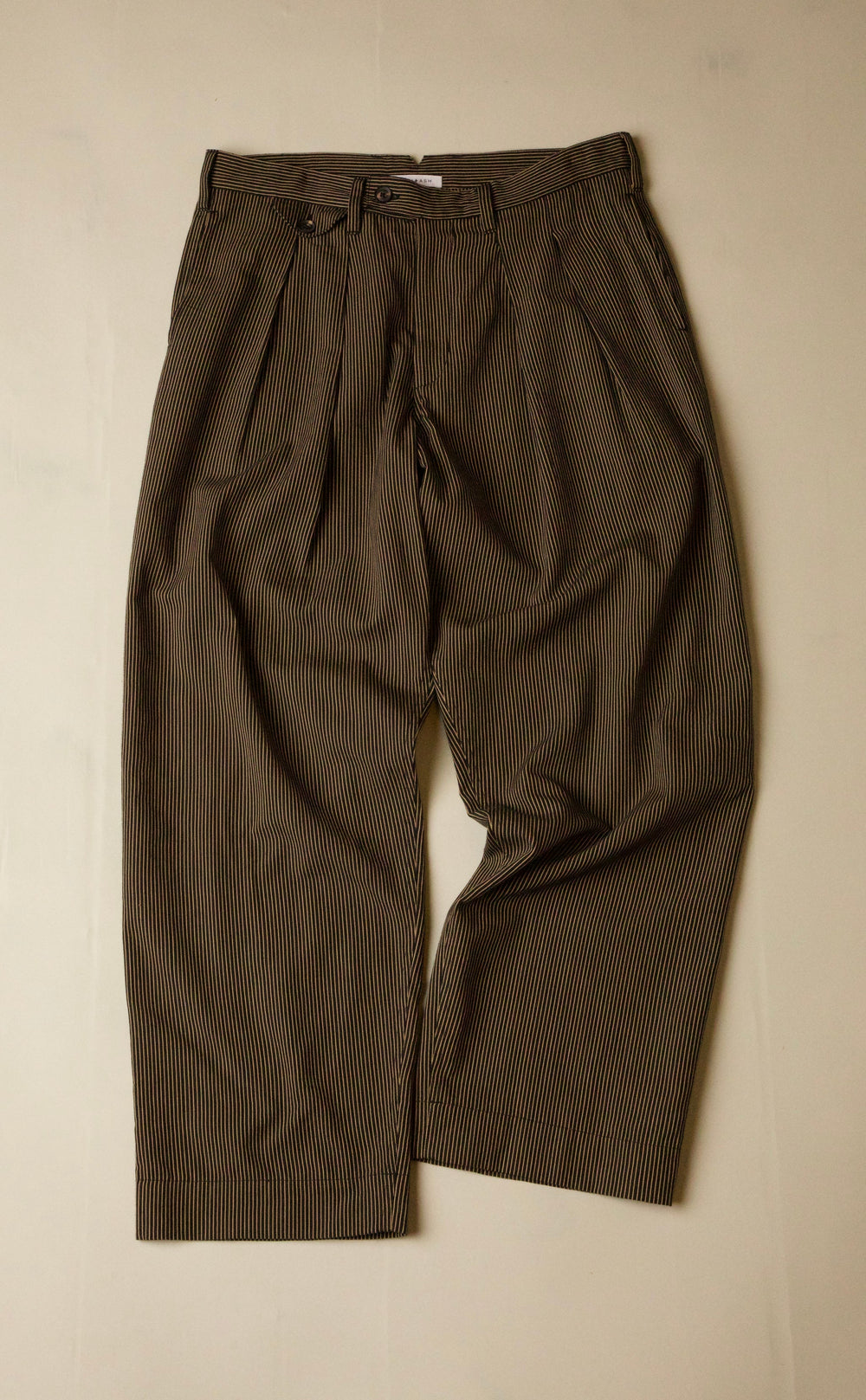 INDI+ASH SHAKOOR PANT Handspun Handwoven Dobby Stripe - Iron/Acacia