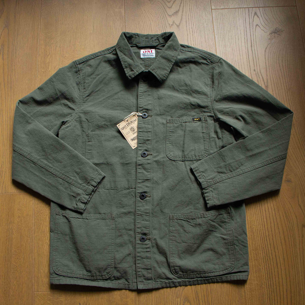 ONI DENIM 03500-8GG Green Gray Betacham 8oz Selvedge Chambray Coverall