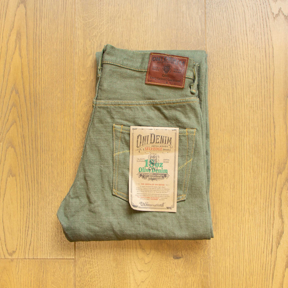 ONI DENIM 266-OLD18 Olive Denim Relax Straight Jeans 