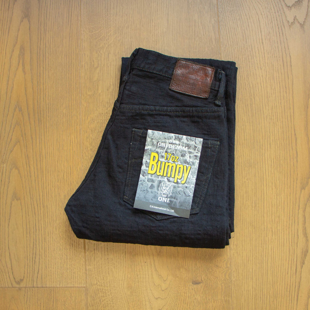 ONI DENIM 277Bumpy Kuro Overdyed 17oz just right straight jeans