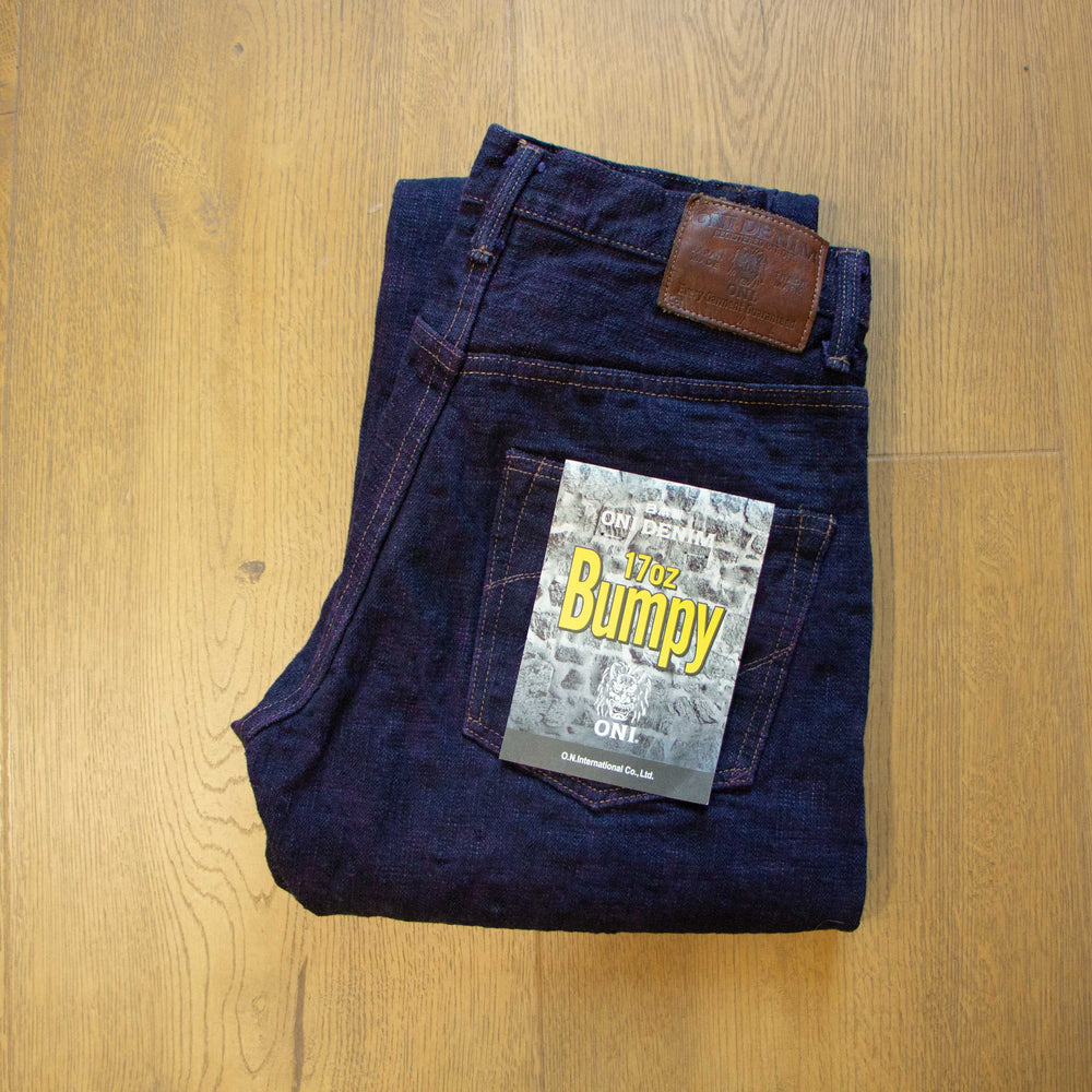 oni 277 Bumpy Denim Murasaki  Overdyed 17oz Just Right Straight  Jeans