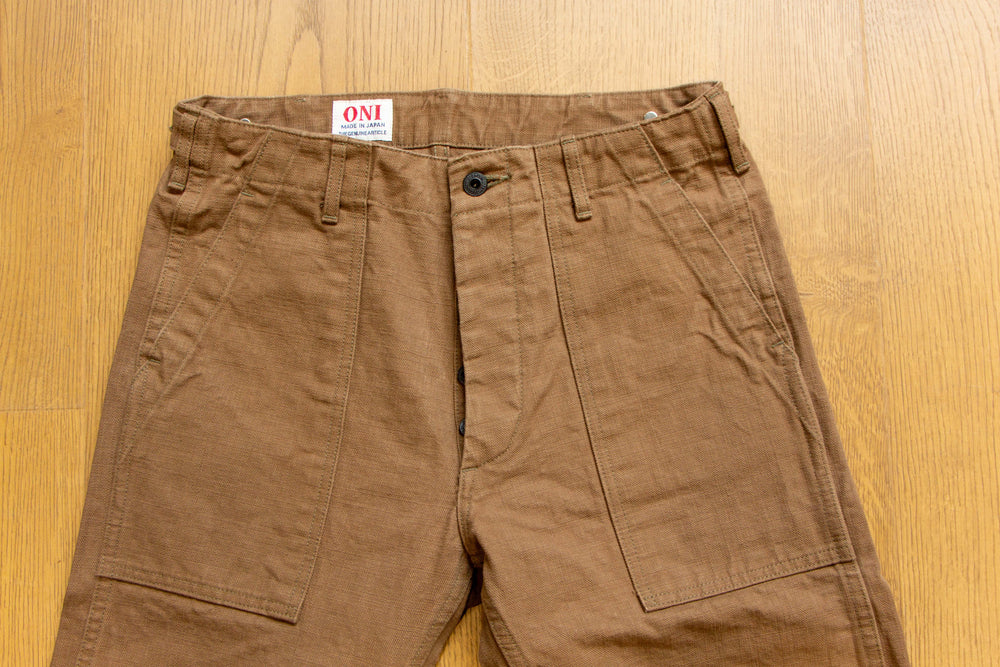 oni 207-HOX-BRK 13oz Sulphur Dye Heavy Oxford brown khaki baker pants