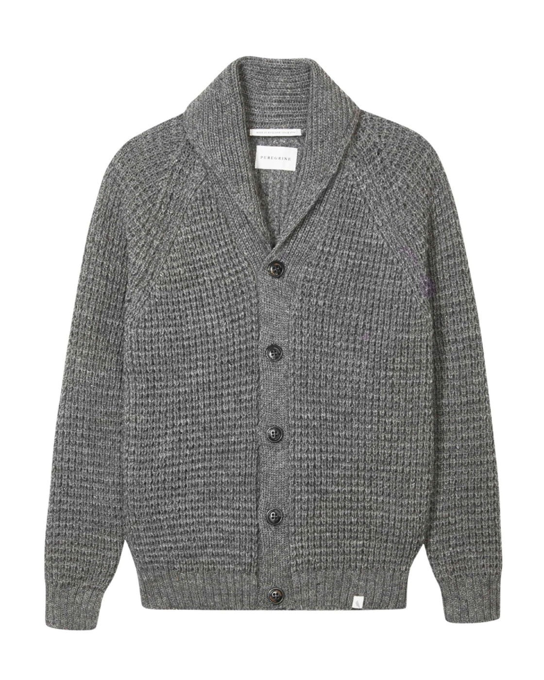Peregrine】British Wool Waffle Shawl Cardigan Steel – Blue Beach Denim