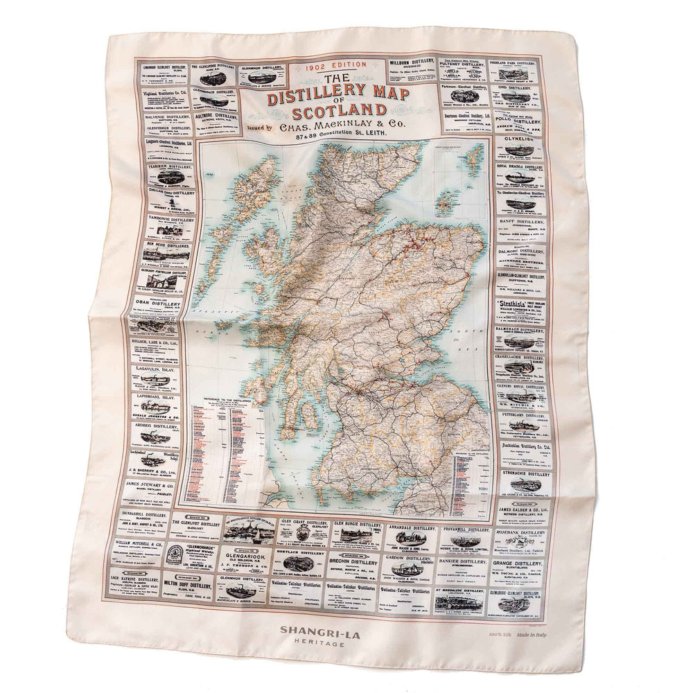 Shangri-La Heritage “Distillery Map of Scotland” Silk Foulard