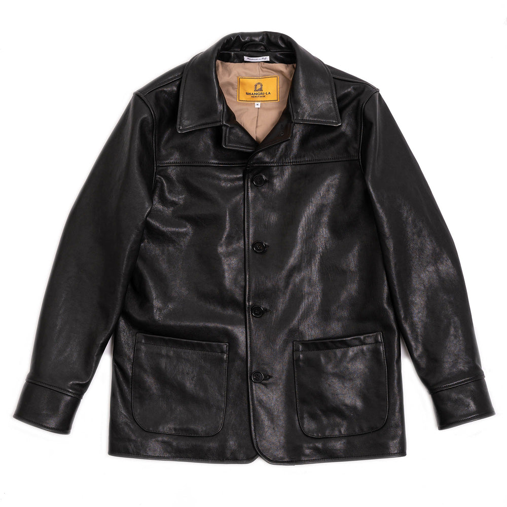 Shangri-La Heritage “Enzo” Black Leather Car Coat