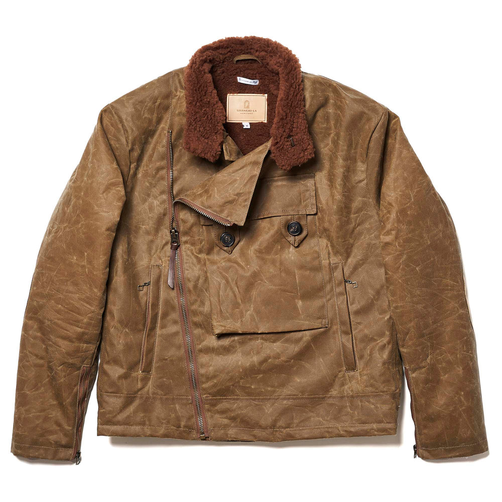Shangri-La Heritage “Swedish” Motorcycle Tan Waxed Canvas Jacket
