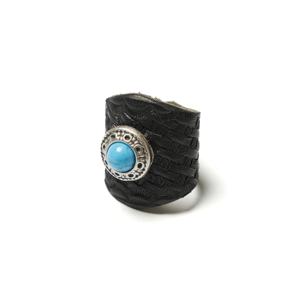 Shangri-La Heritage “Turquoise” Black Leather Bandana Slider