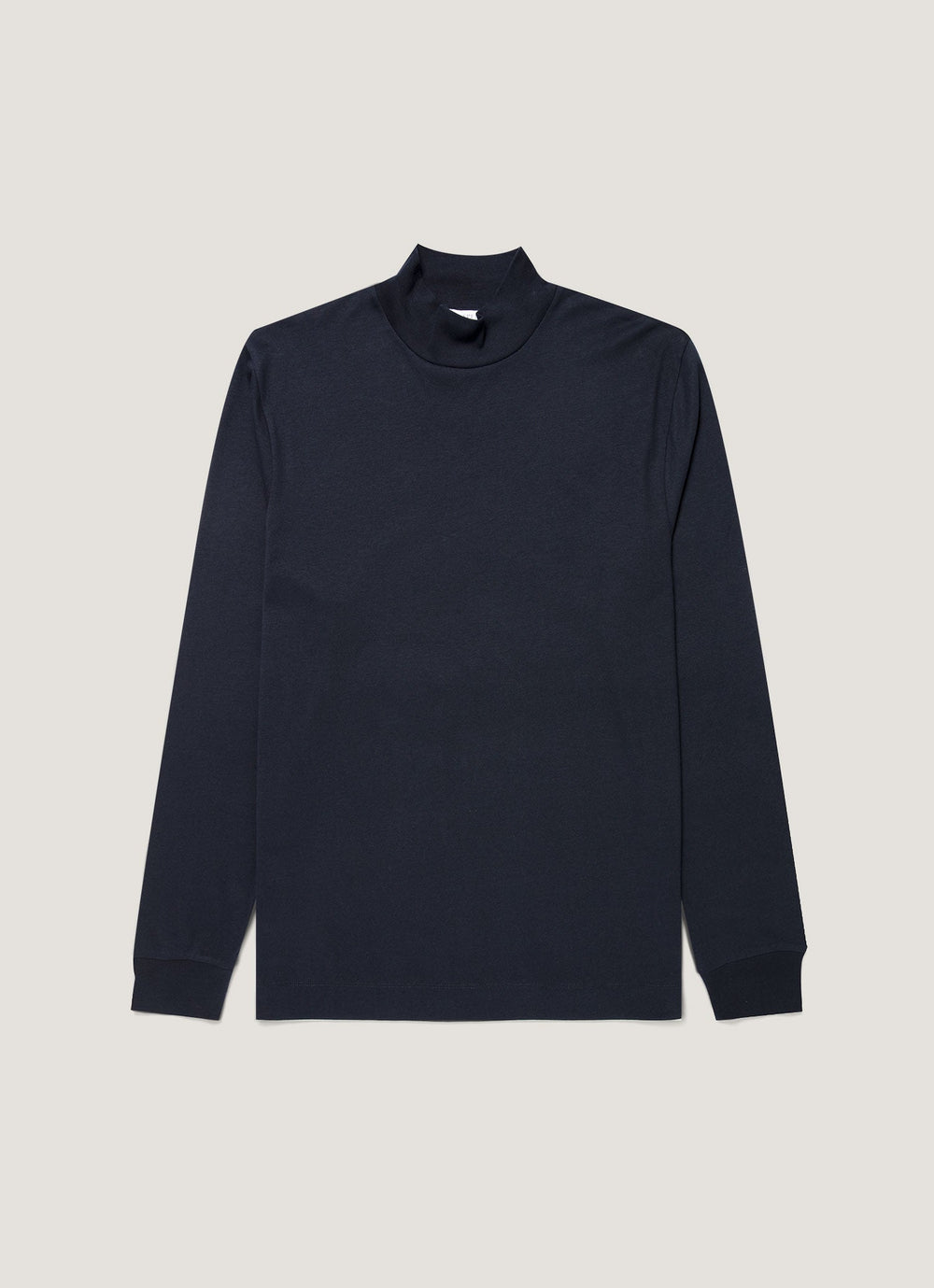 Sunspel LS Brushed Mock Neck T-Shirt - Midnight Navy