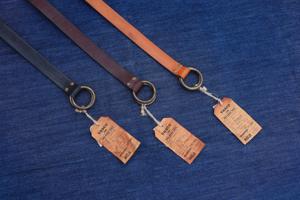 【VASCO】Leather Ring Belt 手工染色黃銅環茶芯皮帶
