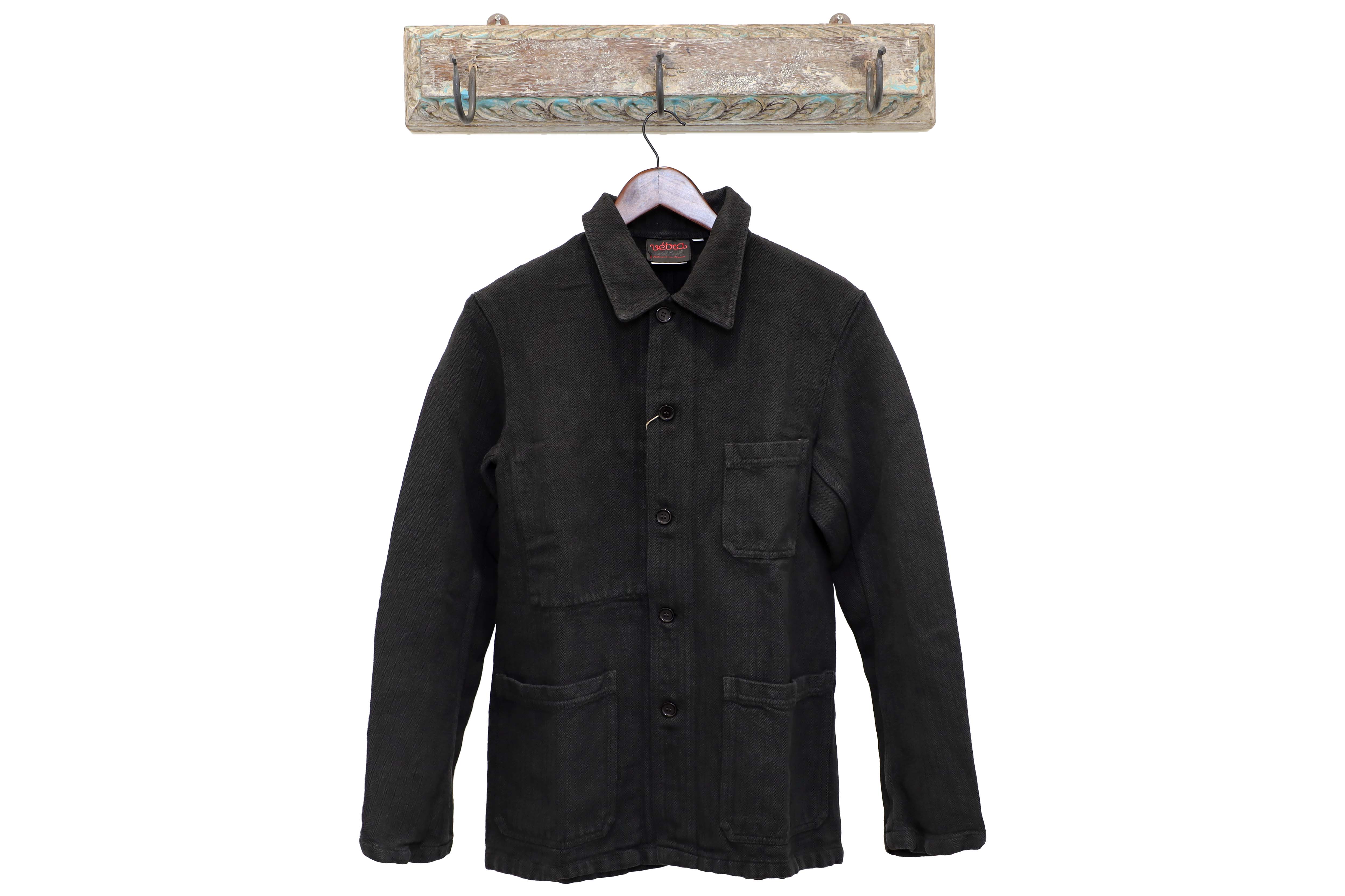 Vetra French Workwear Jacket 1A 4 Herringbone Stone Blue Beach Denim